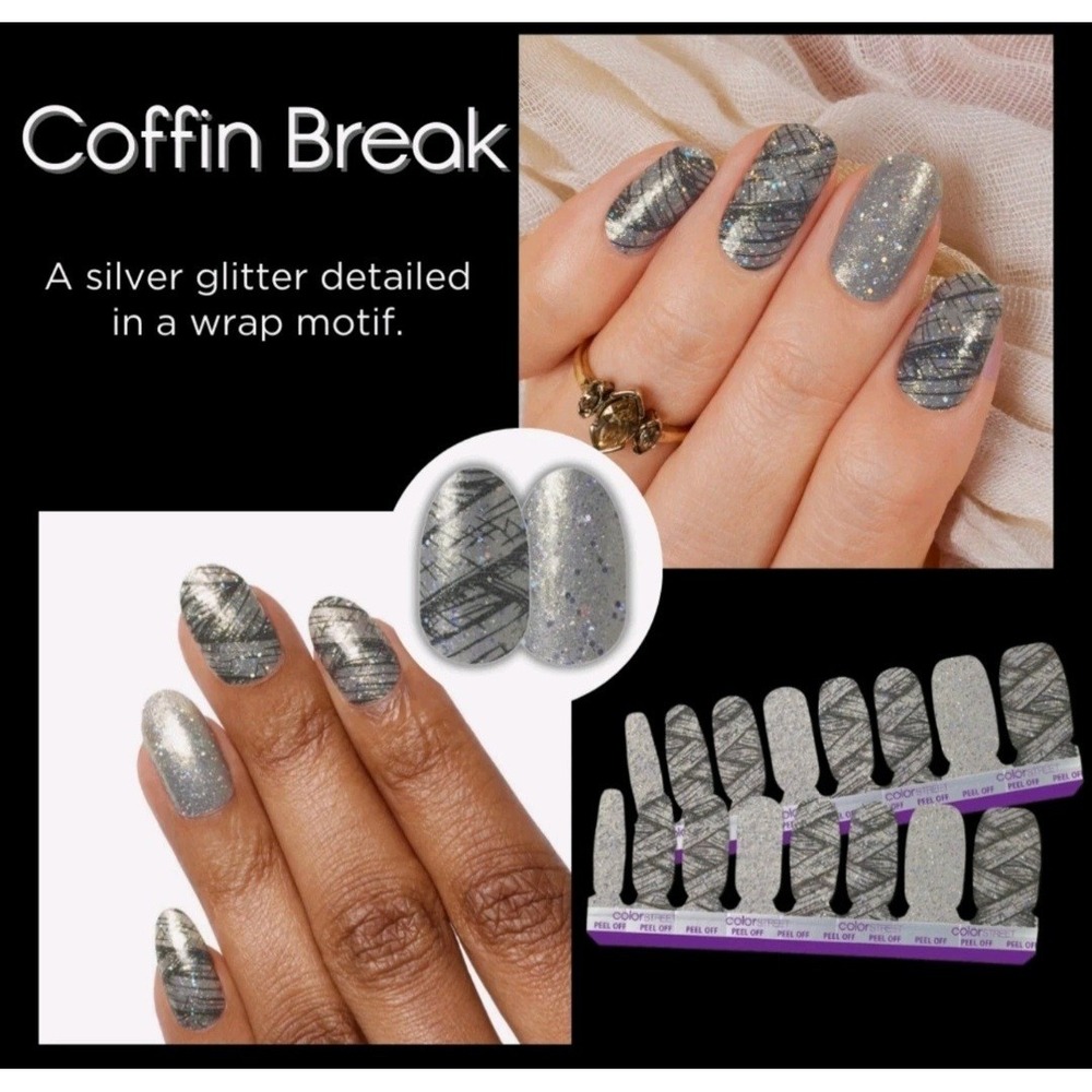 Color Street Nail Polish Strips COFFIN BREAK Holographic Glitter Retired